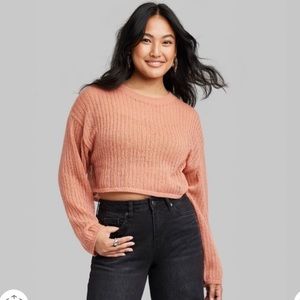 NWT-Women's Crewneck Open Knit Cropped
Pullover - Wild Fable Copper M